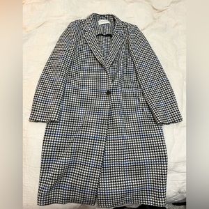 Aritzia Babaton Blue & Black Houndstooth Wool Coat (size L)